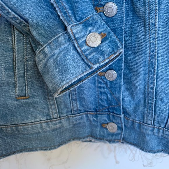 Madewell Patchwork Raw Hem 100% Cotton Denim Jean Jacket XS - Picture 9 of 10